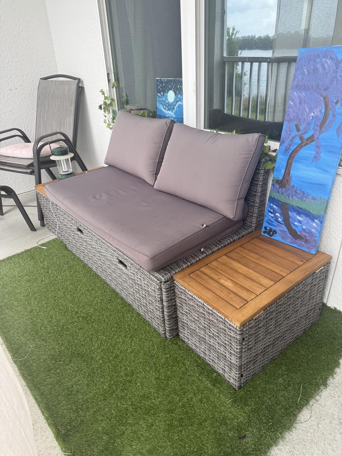 Devoko Patio Day Bed Outdoor Daybed Set,Rattan Lounge Bed customer photo 2