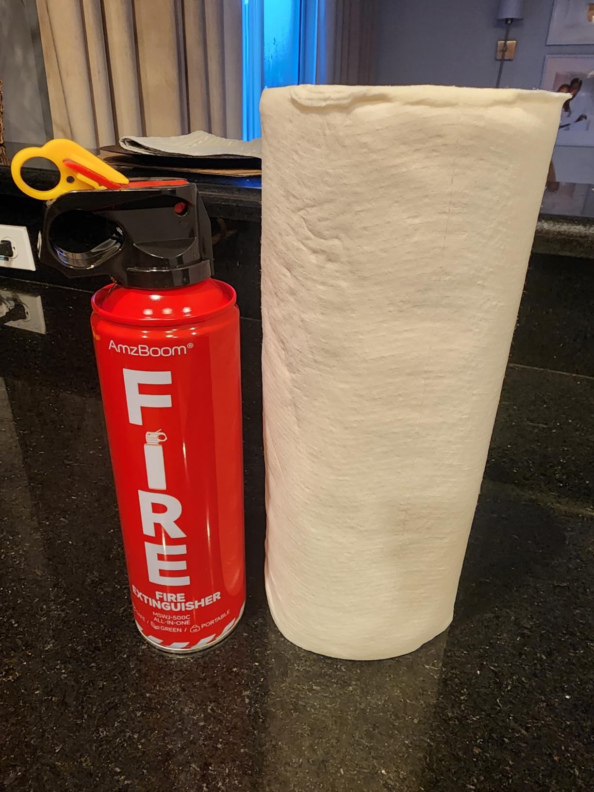 AmzBoom 2-Pack Fire Extinguisher for Home, Kitchen, Car, and Grill with Mounting Bracket– Extinguishing Spray, Compact A, B, C, K – Eco-Friendly, Prevents Reignition. customer photo 1
