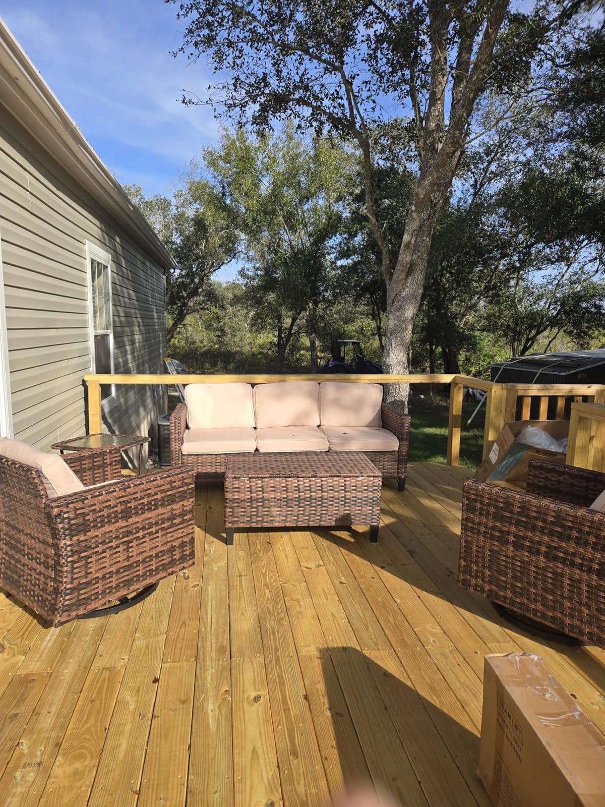 UDPATIO Patio Furniture Set, 5 Pieces Outdoor Conversation Sets with Rocking Swivel Chairs, Wicker Rattan Outdoor Sofa Set with Storage Table and Waterproof Covers for Backyard, Deck, Porch, Khaki customer photo 2