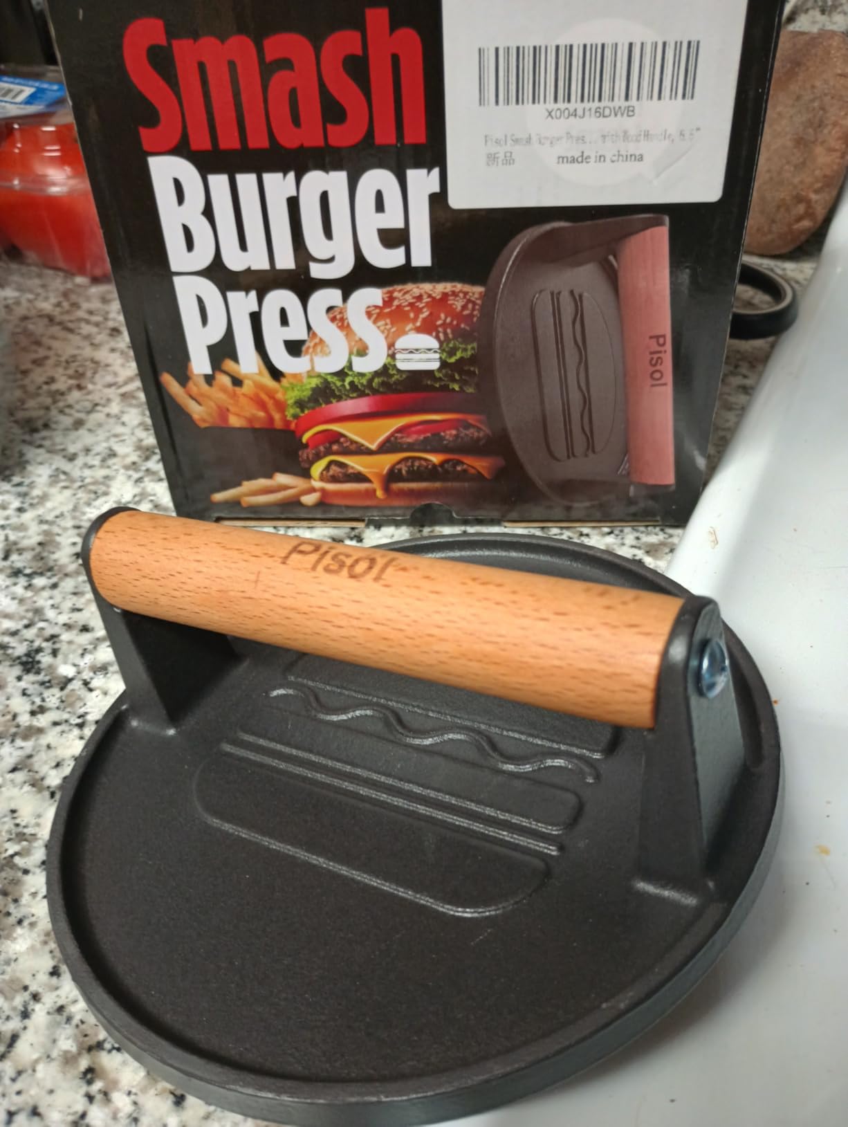 Pisol Smash Burger Press, Cast Iron Steak Weight Meat Patty Press Tool customer photo 2