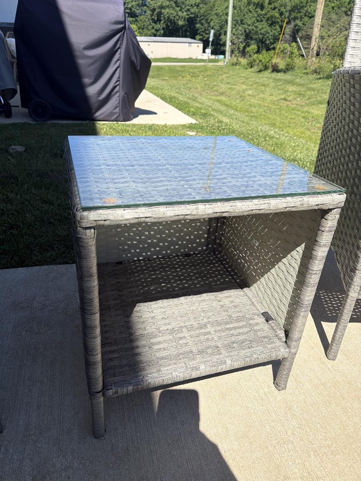 Best Choice Products 3-Piece Outdoor Wicker Conversation Bistro Set, Space Saving Patio Furniture for Garden w/Side Table - Taupe/White Sand customer photo 1