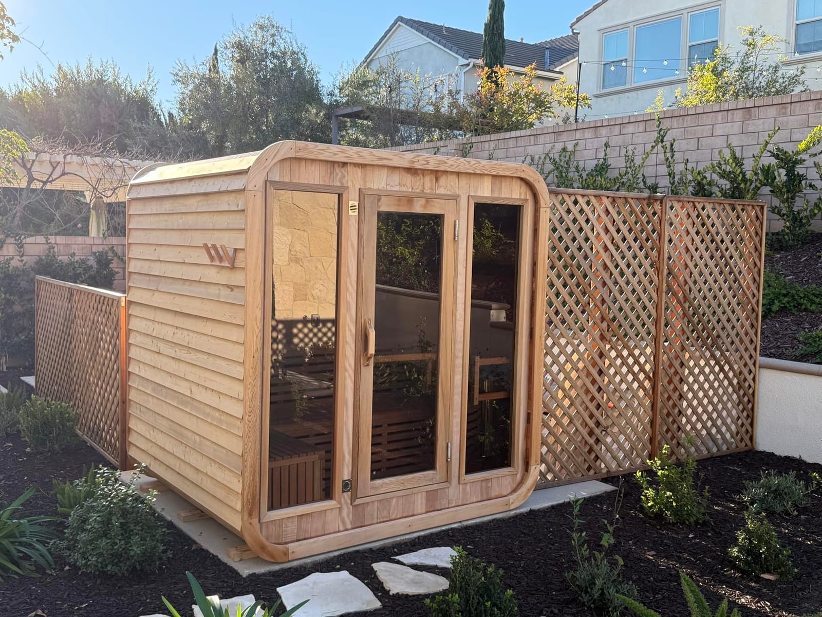 Outdoor Wood Sauna, Canadian Cedar Sauna 6 Person, 6 KW ETL Harvia Heater, with Front Large Glass Windows, Square with Wooden Bucket,Spoon(0-195 °F) customer photo 1