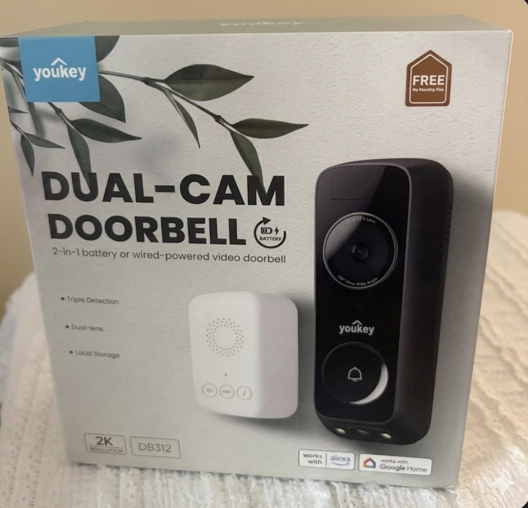 youkey Dual Camera Wireless Video Doorbell — Head-to-Toe View, 2K FHD Battery Doorbell with Local Storage No Monthly Fee, Package Detection, 5Ghz WiFi, Works with Alexa & Google Assistant, DB312 customer photo 1