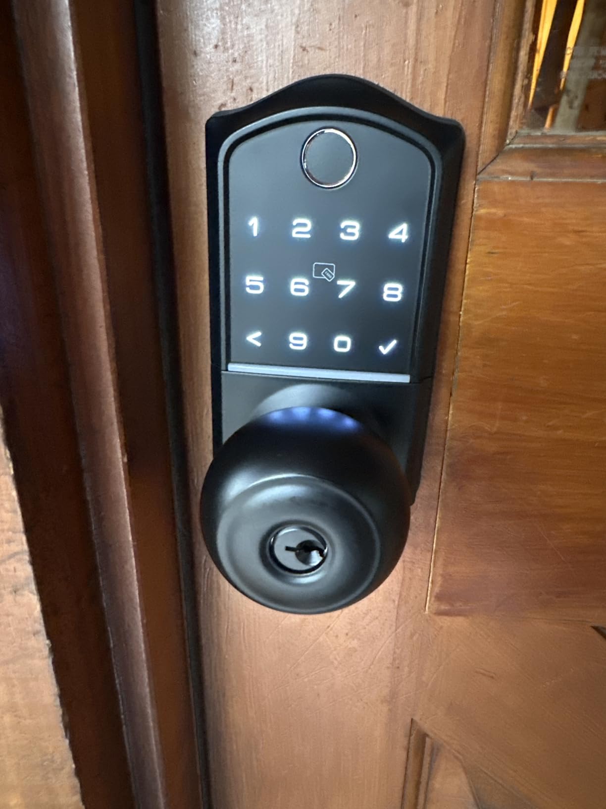 Veise VE018 Fingerprint Keypad Smart Door Knob Handle Lock, Satin Nickel customer photo 1