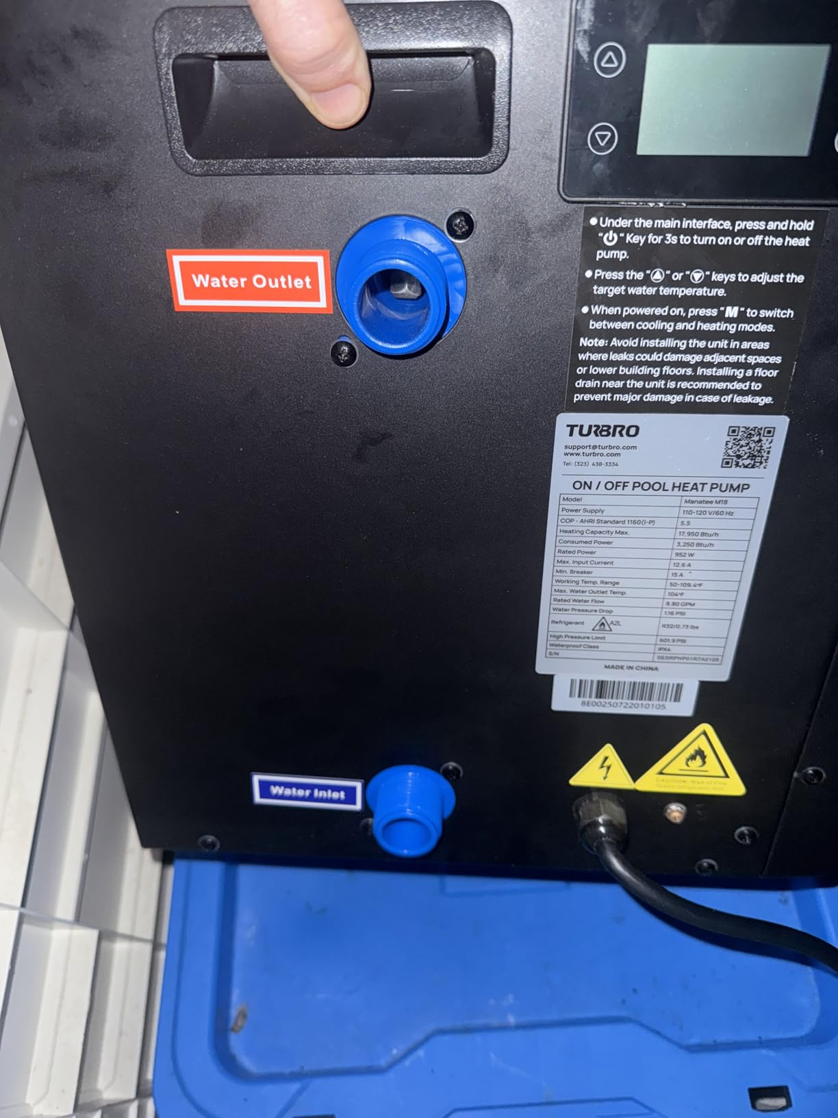 TURBRO 18,000 BTU Swimming Pool Heat Pump, up to 6,000 Gallons, 110-120V customer photo 2