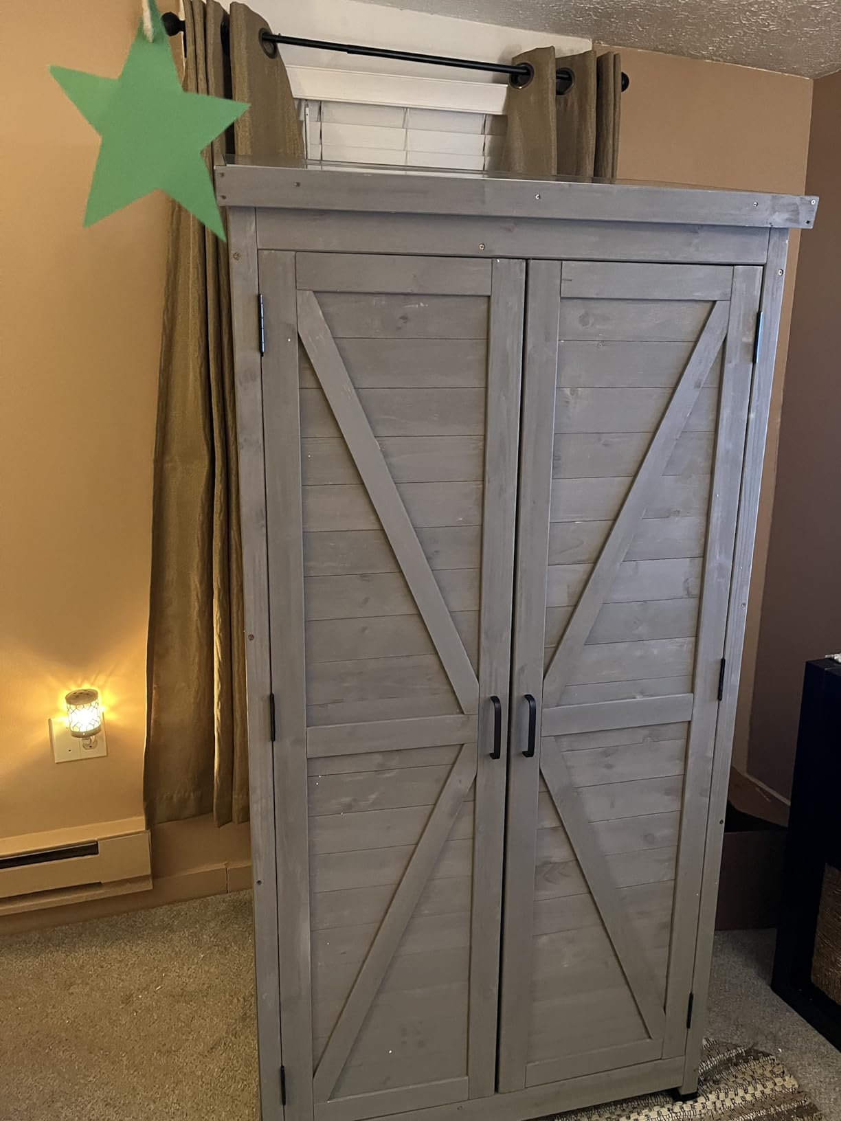 68'' Outdoor Storage Cabinet, Wooden Garden Tool Cabinet with Metal Top customer photo 2