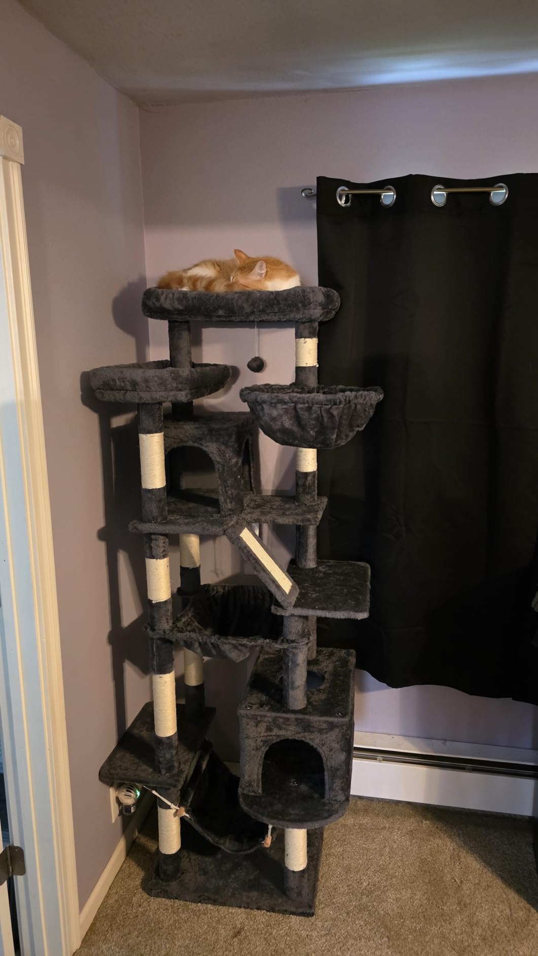 Heybly Tall Cat Tree for Large Cat, 75.2-inch Multi-Level Cat Tower HCT038G customer photo 1