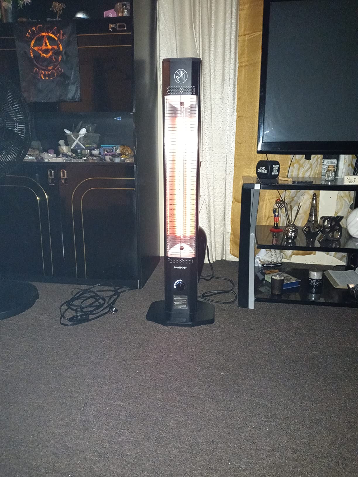 Outdoor Electric Patio Heater, Haimmy 34- inch Outdoor Electric Patio Heater, 1500W Instant Heating, 3 Heat Levels, Tip-Over & Overheat Protection, IPX5 Waterproof Tower Space Heater customer photo 2