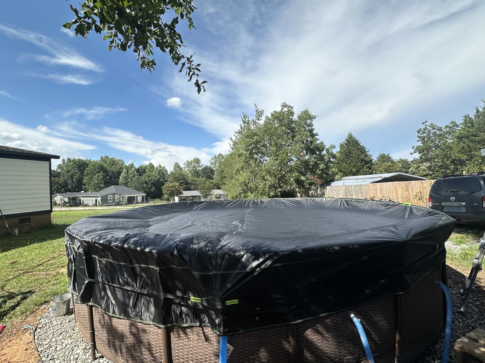 UIRWAY 18 Ft Winter Round Pool Cover with Reflective Strips, Premium Fabric customer photo 2