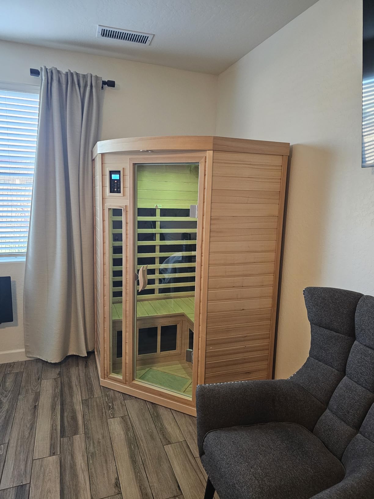 3 Person Indoor Sauna 0-5mG Ultra Low EMF Sauna w/ Front Door Heating Panel customer photo 1