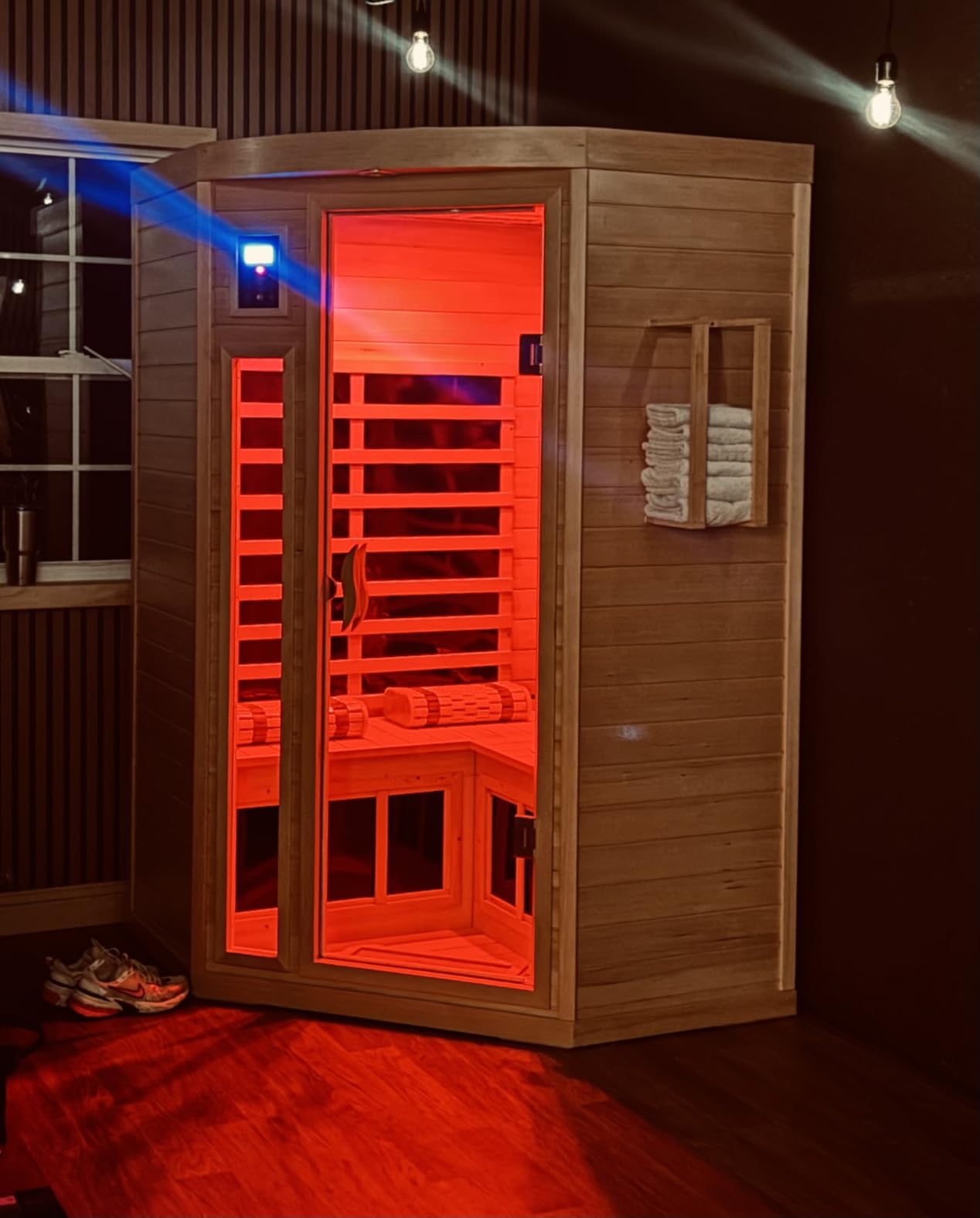 3 Person Indoor Sauna 0-5mG Ultra Low EMF Sauna w/ Front Door Heating Panel customer photo 2