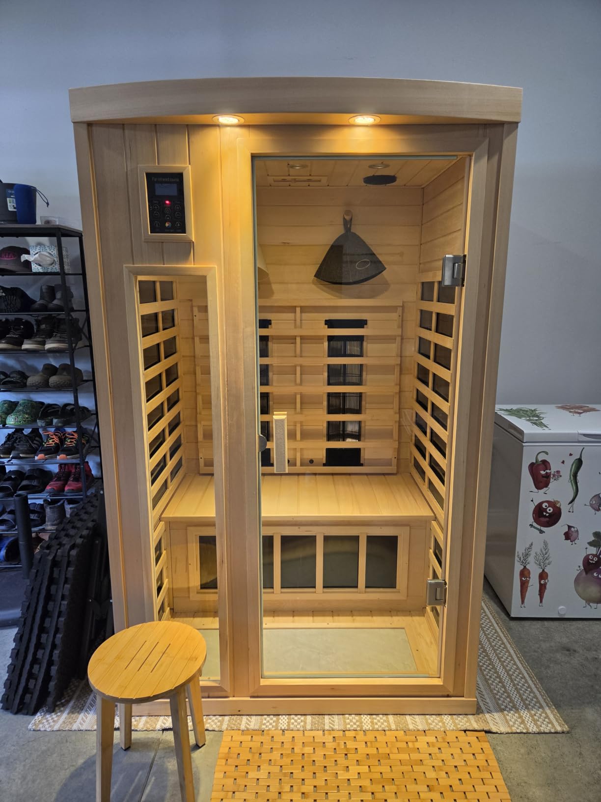 Kanlanth 2 Person Sauna with Side Glass Window, Low EMF Indoor Infrared Saunas for Home, 1500W Hemlock Wood Personal Sauna with 5 Heating Panels, Blue-Tooth, 2 LED Reading Lamps, Control Panel customer photo 2