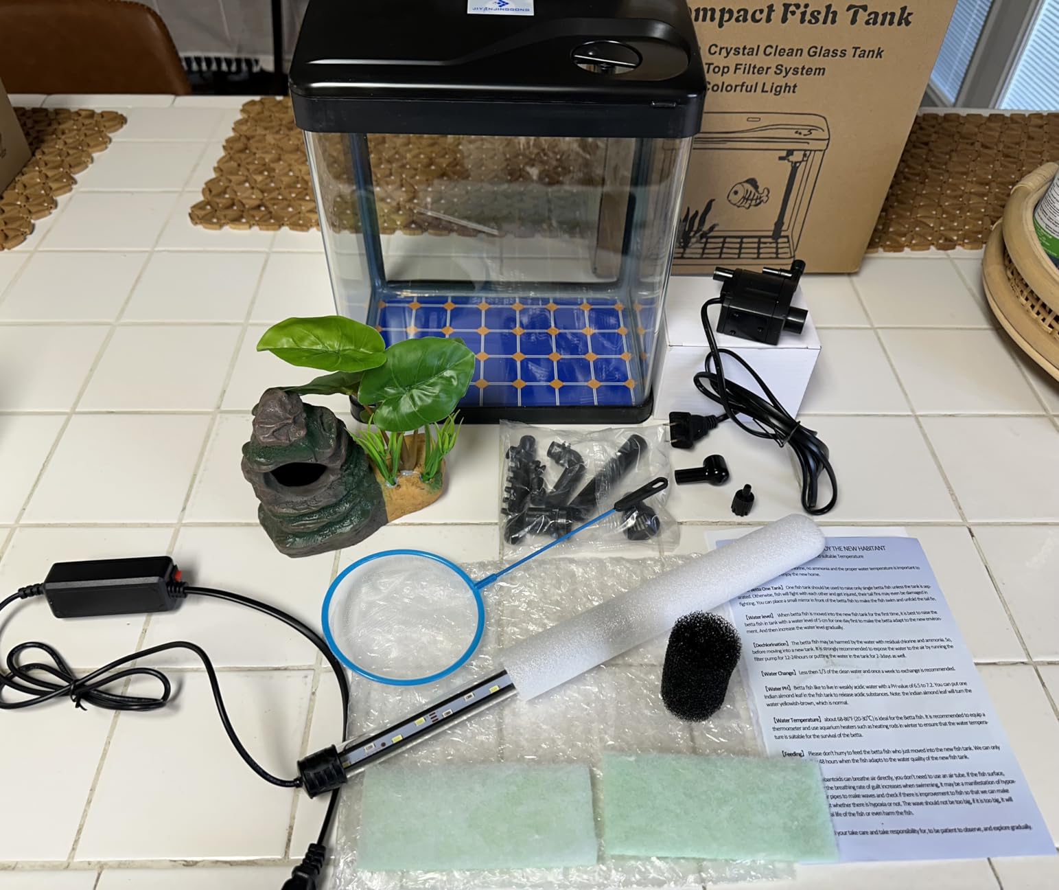 Coospider 10 Gallon Glass Fish Tank, Aquarium Starter Kit, Simple Self-Cleaning Aquarium with 3-Color LED Lights, Quiet Filter Pump, Temperature Monitoring for Fish, Shrimp, Kids Gift Ideas customer photo 2