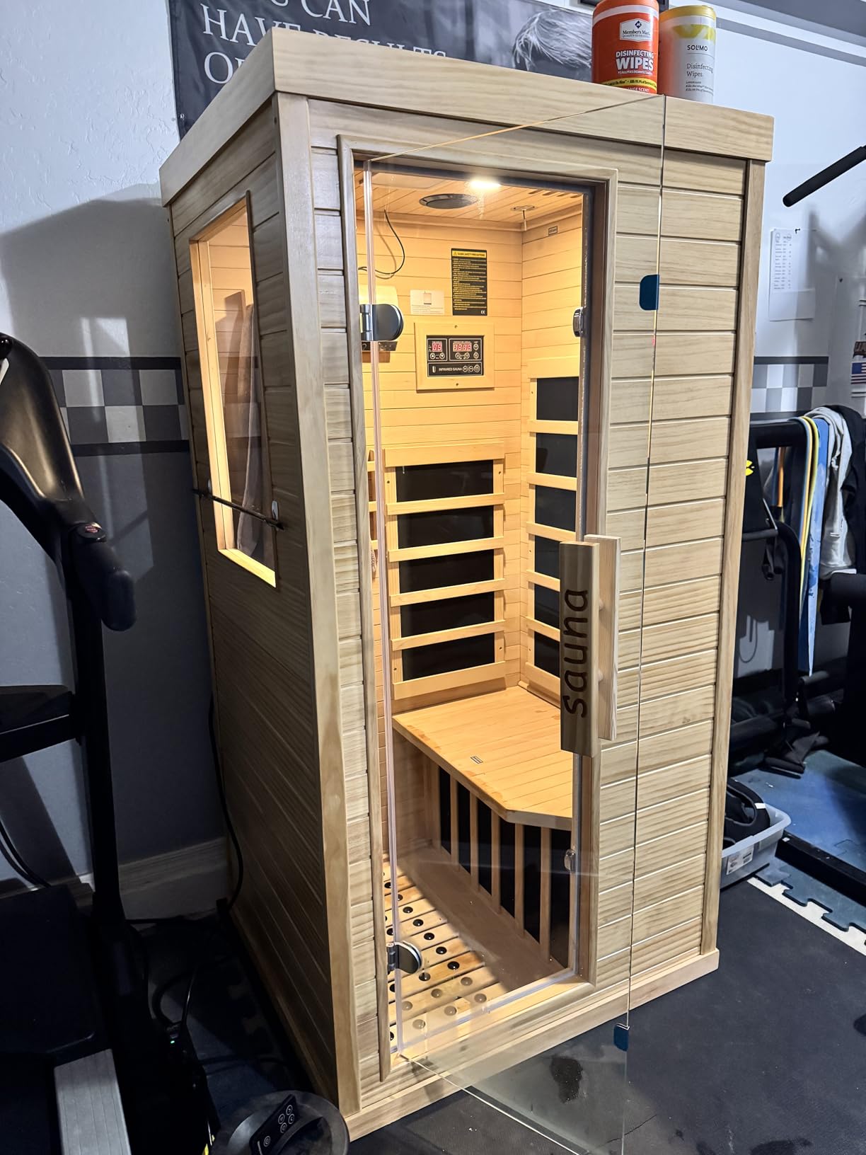 2 Person Indoor Home Infrared Sauna Room for Home Gym, Canadian Hemlock Wood, 616 * 220mm Red Light Beauty System, Fast Heating to 140°F, 110V/1800W, Bluetooth MP3, Gift for Family customer photo 2