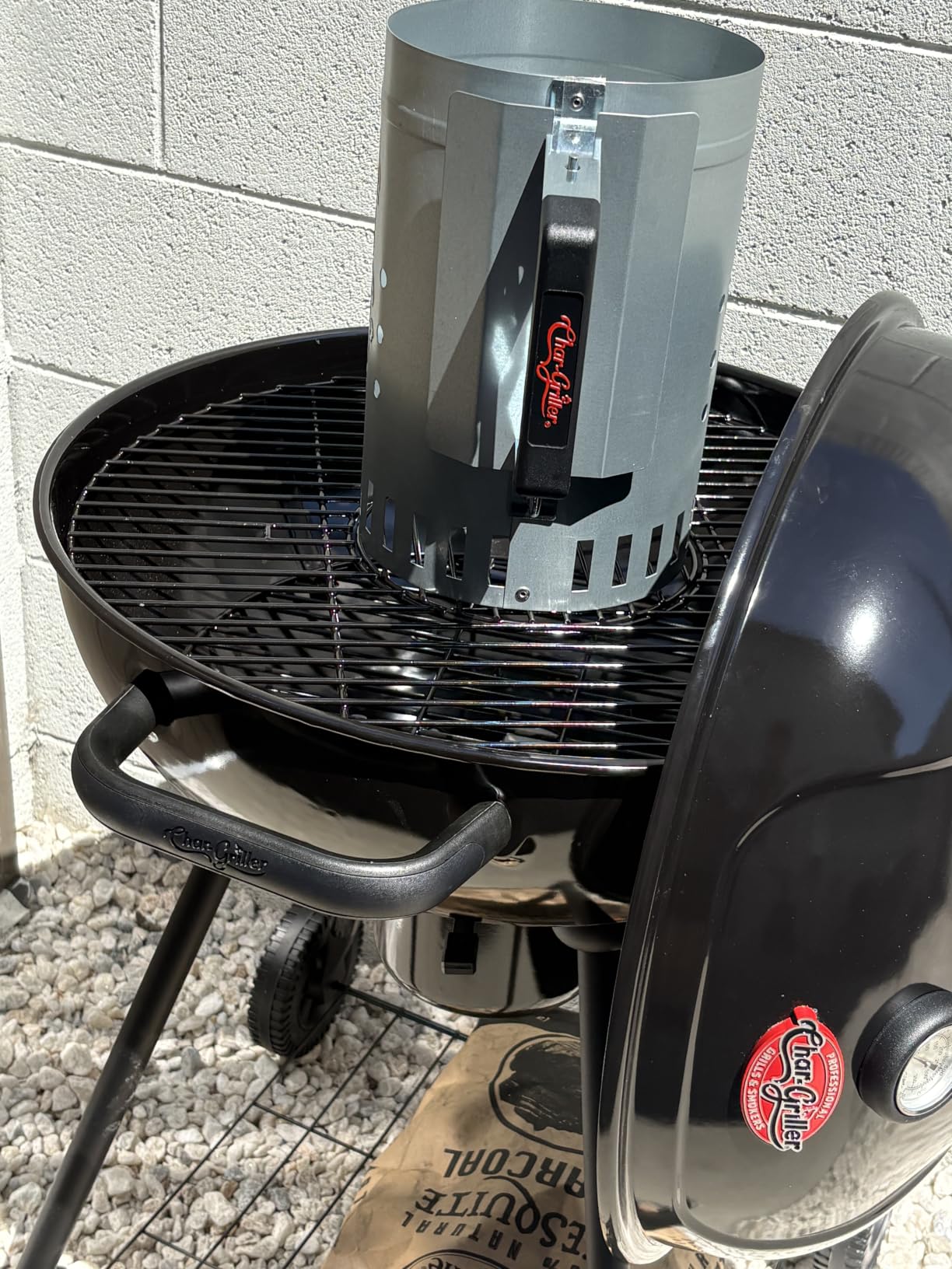 Char-Griller® Charcoal Grill Chimney Starter with Quick Release Trigger for Quickly Lighting BBQ Coals, Compatible with Any BBQ Charcoal Grill, 12-Inch customer photo 1